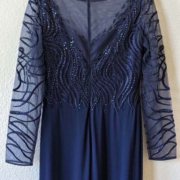 Basix black label navy embellished illusion gown - Picture 7 of 13
